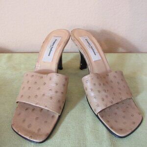 Gruppo Italiano Tan Leather Slides Sandal W/Heel Size 8